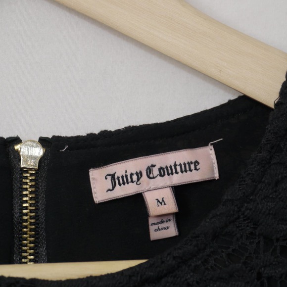 Juicy Couture Lace Floral Black Dress Size M - Picture 4 of 12